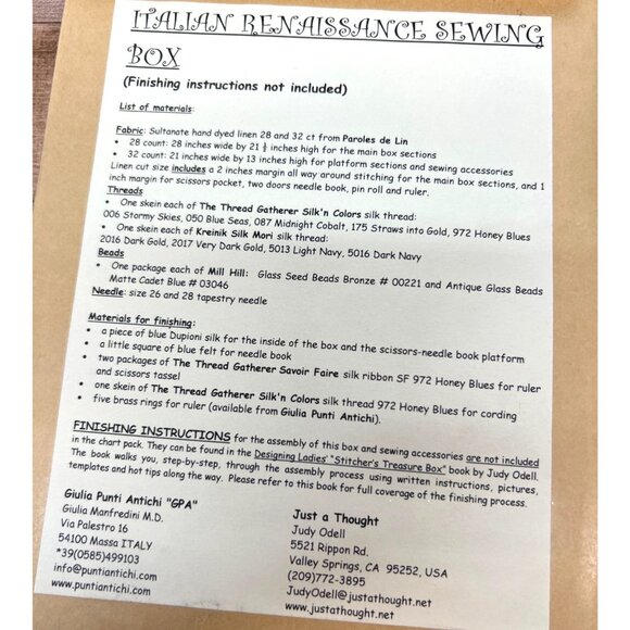 Italian Renaissance Sewing Box Pattern Only By GPA - Picture 3 of 3